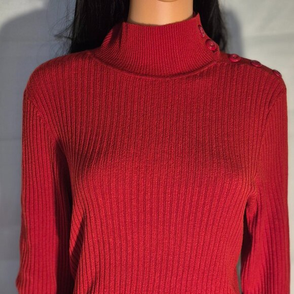 WORTHINGTON Very Pretty Channeled Turtleneck sweater, Red in size Medium - Picture 12 of 16